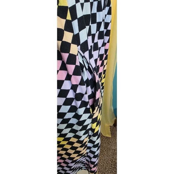 Hot Topic Rainbow Checkerboard Off-The-Shoulder Smocked Dress Size L - Picture 4 of 6